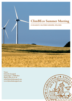 ClimBEco Summer Meeting - Centre for Environmental and Climate