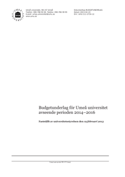 Budgetunderlag för Umeå universitet avseende perioden 2014–2016
