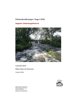 Fiskundersökningar i Segeå 2010 - Segeåns Vattendragsförbund