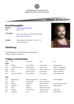 Jesper Söderblom CV - Högskolan för scen och musik