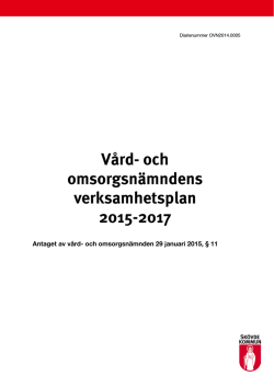 Vård- och omsorgsnämndens verksamhetsplan 2015-2017
