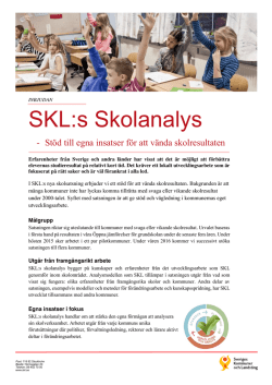 Inbjudan SKL:s Skolanalys - Sveriges Kommuner och Landsting