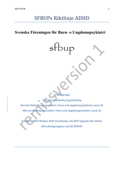 Remissversion av SFBUPs riktlinjer för ADHD