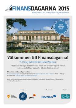 Välkommen till Finansdagarna! 7– 8 maj på Scandic Hasselbacken