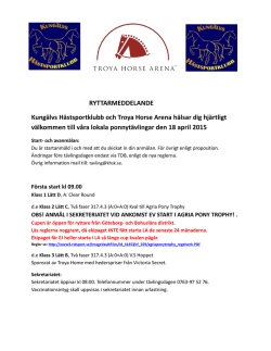 RYTTARMEDDELANDE Kungälvs Hästsportklubb och Troya Horse