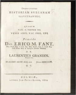 Observationes historiam Svecanam illustrantes, quarum fasc