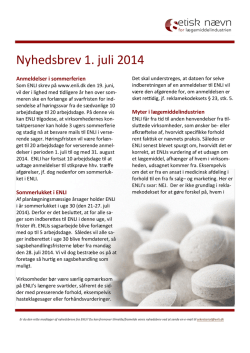Nyhedsbrev 01-07-2014 - Etisk Nævn for Lægemiddelindustrien