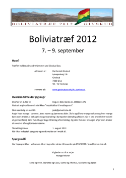 invitation - Bolivia landegruppen
