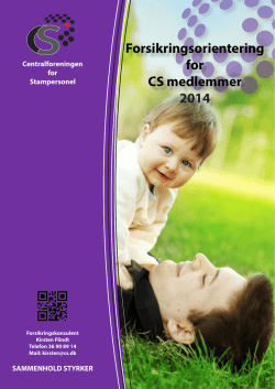 Forsikringsorientering 2015 - Centralforeningen for Stampersonel