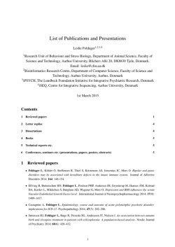List of Publications and Presentations