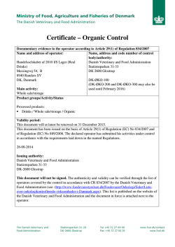 Certificate – Organic Control