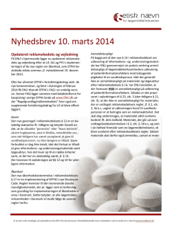 Nyhedsbrev 10-03-2014 - Etisk Nævn for Lægemiddelindustrien