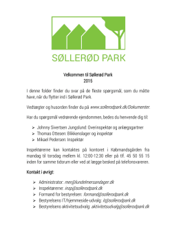 Velkomstbrev - Ejerforeningen Søllerød Park