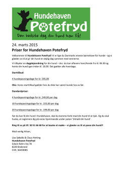 Læs om vores priser - Hundehaven Potefryd