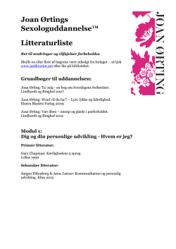 Joan Ørtings Sexologuddannelse™ Litteraturliste
