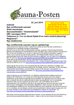 Sauna-Posten 2014/06/22 - Det Danske Saunaselskab