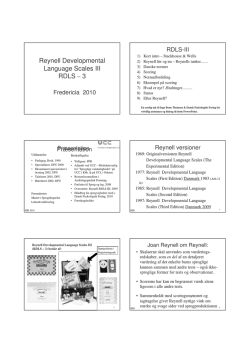 Reynell Developmental Language Scales III Fredericia 2010