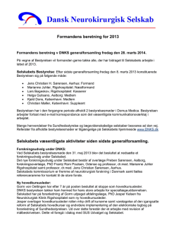Formandsberetning 2014 - Dansk Neurokirurgisk Selskab