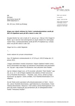 Afgørelse Falck på DR P4 og i tekst-tv. 2012-05-08
