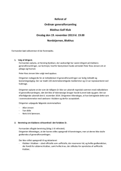 Referat af Ordinær generalforsamling Blokhus Golf Klub Onsdag