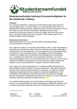 Transportmuligheder for Studerende i Aalborg godkendt 5. august