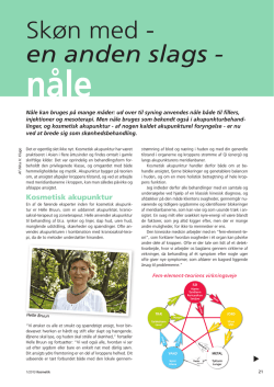 Om kosmetisk akupunktur af Nina Kluge i "Fagbladet