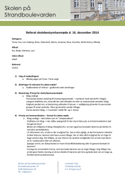 5. Referat skolebestyrelsesmøde d. 16. december 2014