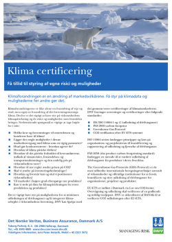 Klima certificering - Det Norske Veritas
