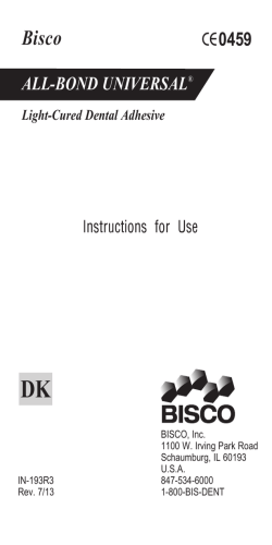Instructions for Use CE0459 ALL-BOND UNIVERSAL®