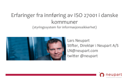 Erfaringer fra innføring av ISO 27001 i danske kommuner