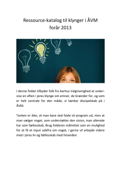 Ressource-katalog til klynger i ÅVM forår 2013