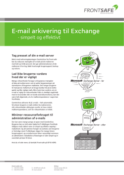 E-mail arkivering til Exchange - Front-safe