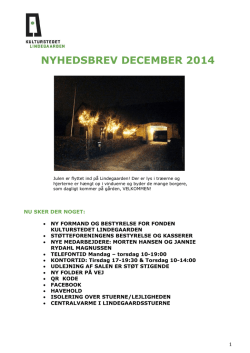 NYHEDSBREV DECEMBER 2014 - Kulturstedet Lindegaarden