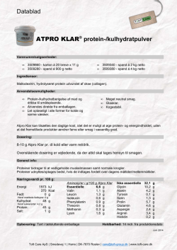 Datablad ATPRO KLAR® protein-/kulhydratpulver