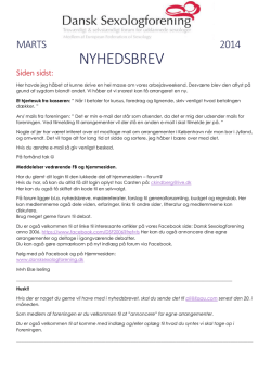 NYHEDSBREV - Dansk Sexologforening