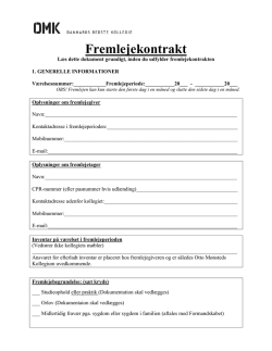 Fremlejekontrakt - Otto Mønsteds Kollegium