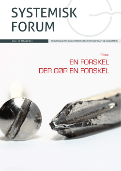 Systemisk Forum - Dansk forening for systemisk terapi og konsultation