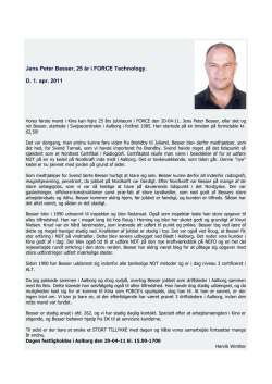 Jens Peter Besser, 25 år i FORCE Technology. D. 1. apr. 2011