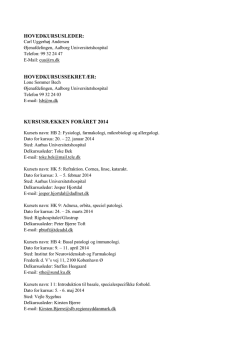 Specialespecifikke kurser i oftalmologi i 2014