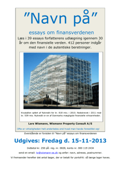 essays om finansverdenen - Wismann Property Consult