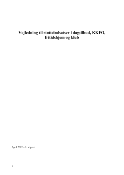 Vejledning til støtteindsatser i dagtilbud, KKFO, fritidshjem og klub”.