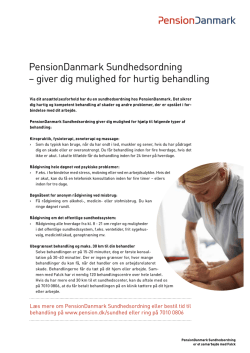 PensionDanmark Sundhedsordning – giver dig mulighed - GLS-A