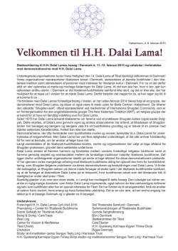 Støtteerklæring til H.H. Dalai Lamas besøg i Danmark