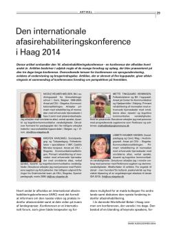 Den 16. internationale afasirehabiliteringskonference i Haag 2014