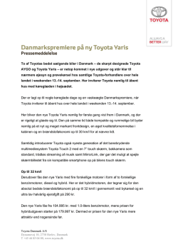 Danmarkspremiere på ny Toyota Yaris