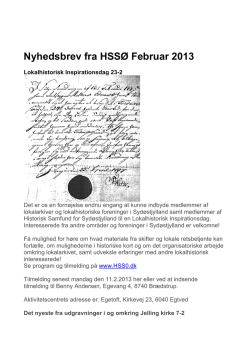 Nyhedsbrev februar 2013 - Historisk Samfund for Sydøstjylland