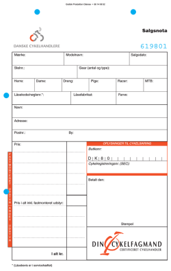 Salgsnota - Danske Cykelhandlere