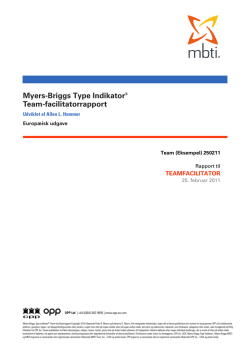 Myers-Briggs Type Indikator® Team-facilitatorrapport