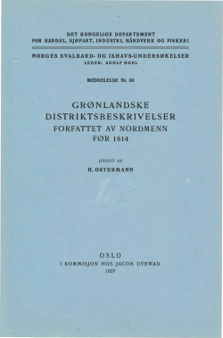 grønlandske distriktsbeskrivelser forfattet av nordmenn