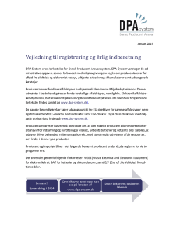 Vejledning til registrering og årlig indberetning - DPA